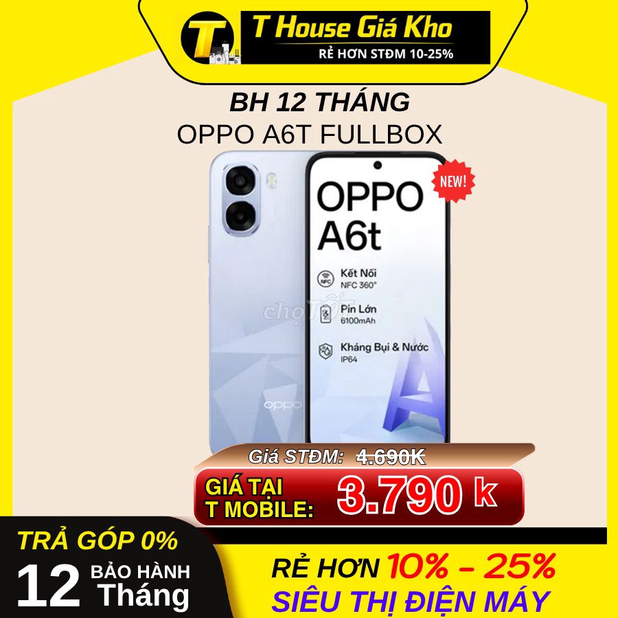 Oppo A6t Fullbox Chính Hãng Nguyên Seal Hàng CTy. Mua bán Điện thoại tại Quận Bình Thạnh Tp Hồ Chí Minh được đăng bởi T HOUSE GIÁ KHO hình 1