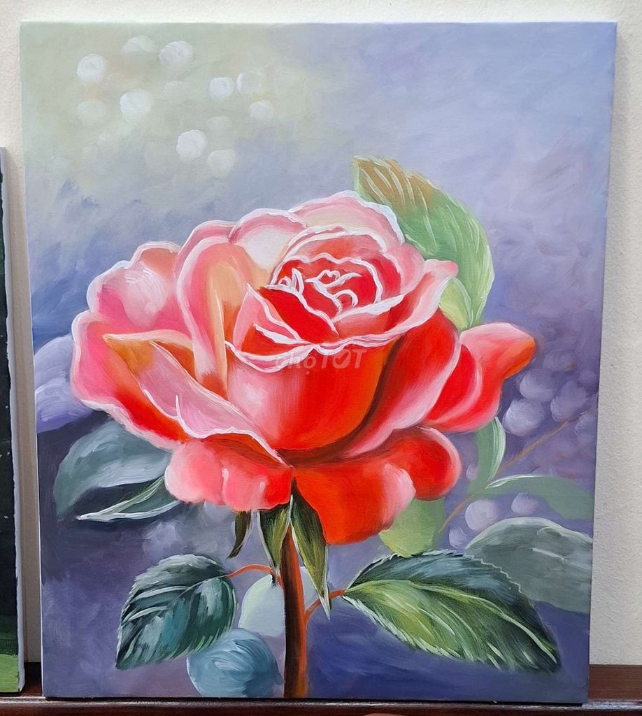 Tranh sơn dầu Hoa hồng khổ 50x60. Mua bán Đồ sưu tầm, đồ cổ tại Huyện Gia Lâm Hà Nội được đăng bởi Tranh Sơn Dầu MTGVN hình 1