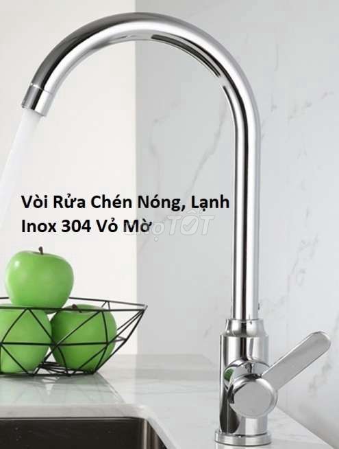 Vòi Rửa Chén Nóng, Lạnh Inox 304 Vỏ Mờ