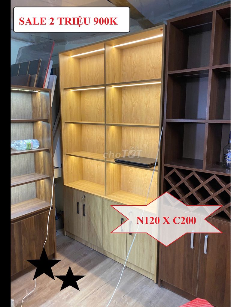 KỆ TỦ TRANG TRÍ 120X200X30CM FULL VÀNG GỖ VÁN MDF. Mua bán Tủ, kệ gia đình tại Quận Tân Bình Tp Hồ Chí Minh được đăng bởi CỬA HÀNG NỘI THẤT VĂN PHÒNG VÀ TỦ KỆ TPHCM hình 1
