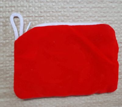 Túi Mini Vải Nhung Khóa Kéo; Màu Đỏ.