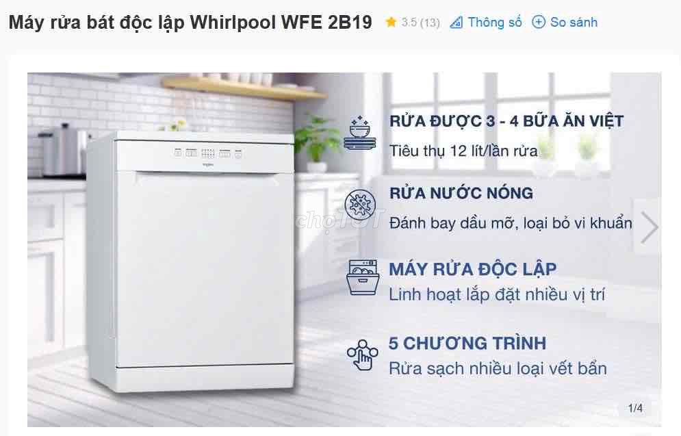 Máy rửa chén 13 Bộ Whirlpool xuất xứ Balan