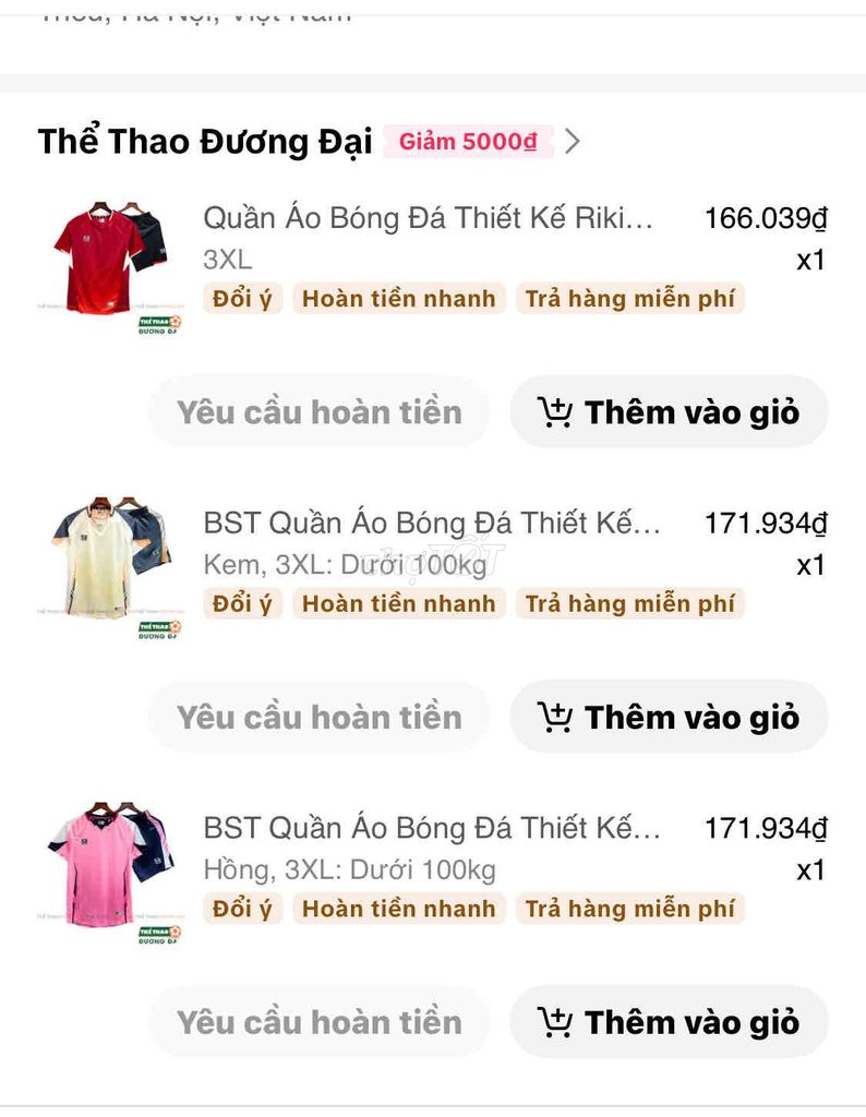Bộ quần áo bóng đá Nam Đỏ 3XL. Mua bán Đồ thể thao, Dã ngoại tại Huyện Thanh Trì Hà Nội được đăng bởi An Nguyễn hình 1