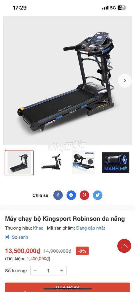 Máy chạy bộ Kingsport Robinson Đen