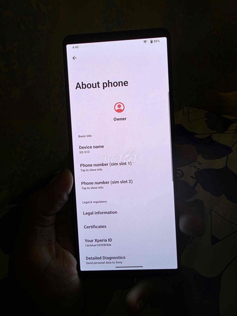 Sony Xperia SO-51C 5 Mark IV zin áp suất. Mua bán Điện thoại tại Thành phố Thủ Đức Tp Hồ Chí Minh được đăng bởi DK Store hình 1