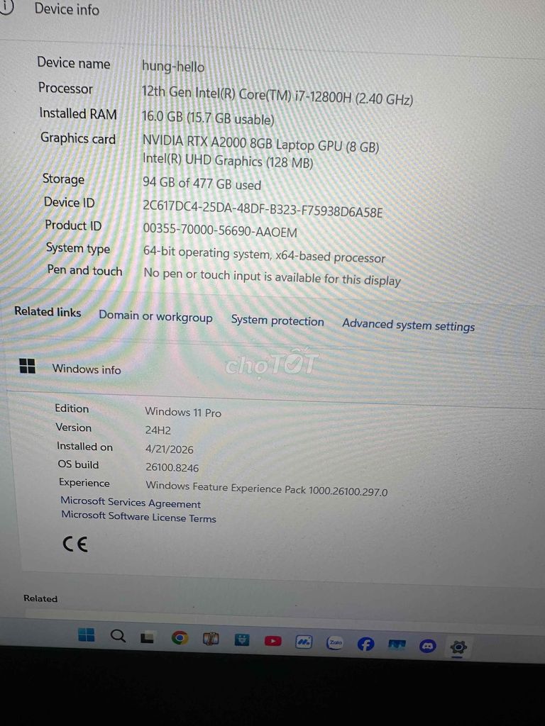 Dell Precision 5570 i7-12800H 16GB/512GB a2000. Mua bán Laptop tại Huyện Ea H'leo Đắk Lắk được đăng bởi Hưng Tài Chính hình 1