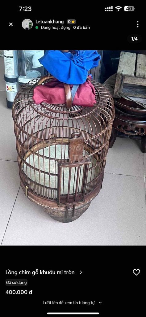 Lồng chim Gỗ tròn Nâu. Mua bán Phụ kiện, Thức ăn, Dịch vụ tại Quận 6 Tp Hồ Chí Minh được đăng bởi Letuankhang hình 1
