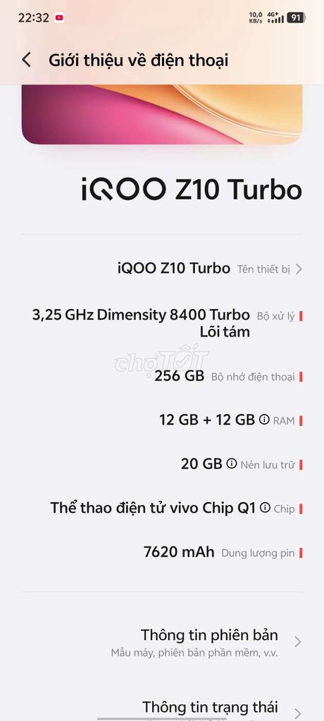 iQOO Z10 Turbo 12GB/256GB. Mua bán Điện thoại tại Thành phố Biên Hòa Đồng Nai được đăng bởi thất nghiệp  hình 1
