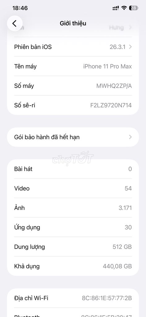 iPhone 11 Pro Max 512GB. Mua bán Điện thoại tại Quận Ngũ Hành Sơn Đà Nẵng được đăng bởi Hoang Hung hình 1