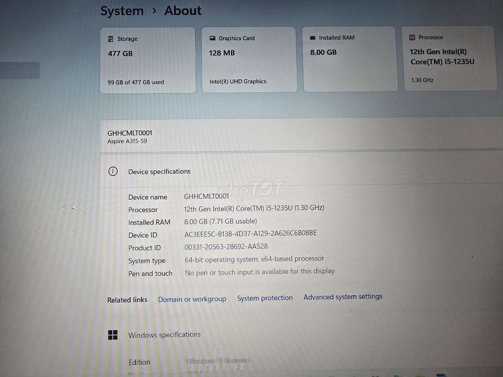 Acer Aspire 3 Core i5 12th Gen. Mua bán Laptop tại Thành phố Thủ Đức Tp Hồ Chí Minh được đăng bởi Khiem Ho hình 1