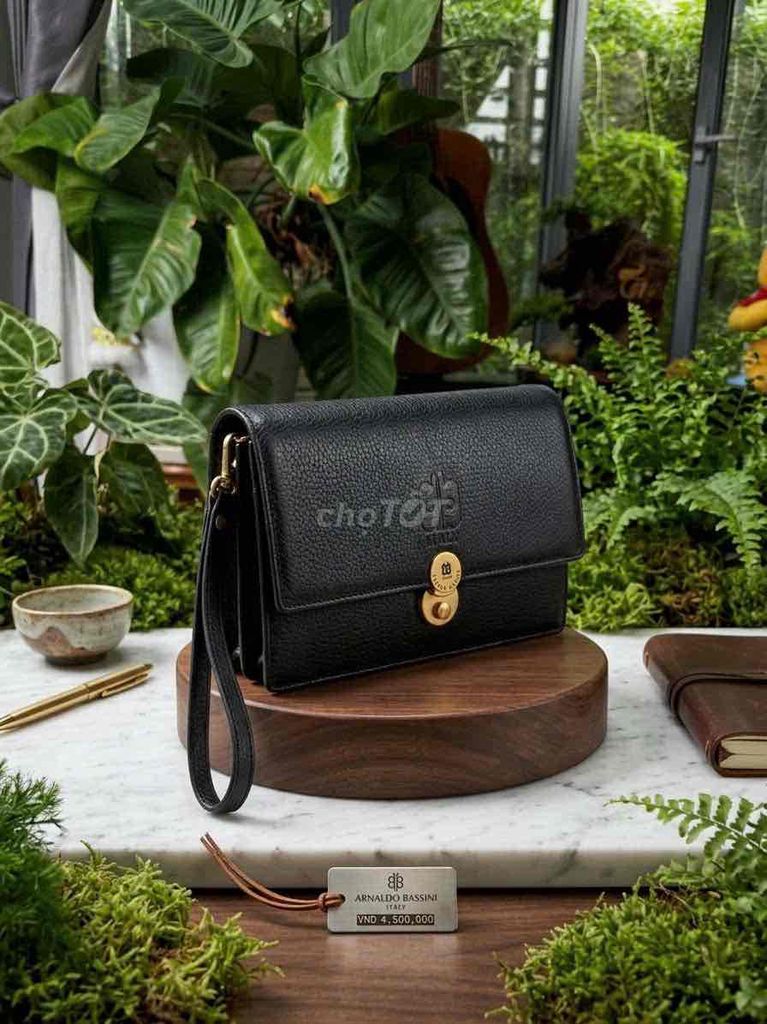 Arnaldo Bassini Clutch Da Đen Hộp Tự Đứng. Mua bán Túi xách tại Huyện Nhà Bè Tp Hồ Chí Minh được đăng bởi túi xách nam nữ đồ si da thật hình 1