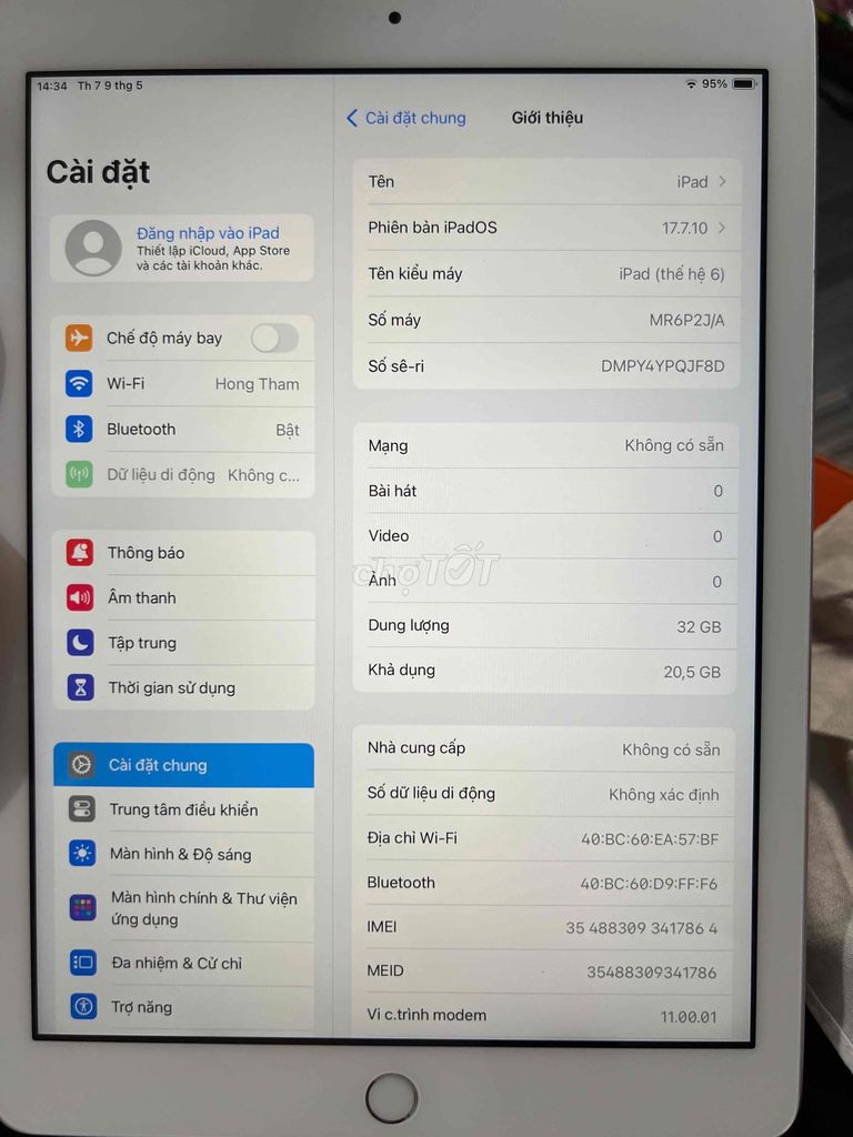 Apple iPad (thế hệ 6) 32GB Bạc. Mua bán Máy tính bảng tại Huyện Mê Linh Hà Nội được đăng bởi Nhat Quang hình 1