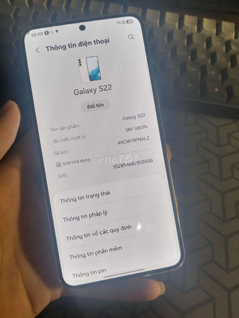 Samsung Galaxy S22 256GB Trắng Đã qua sử dụng. Mua bán Điện thoại tại Huyện Thái Thụy Thái Bình được đăng bởi Huy Ta hình 1