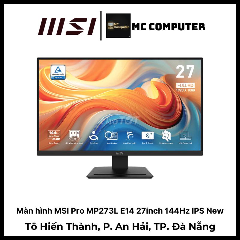 Màn hình MSI 27 inch 144Hz IPS FullHD New BH 24TH. Mua bán Phụ kiện (Màn hình, Chuột...) tại Quận Sơn Trà Đà Nẵng được đăng bởi MC Computer hình 1