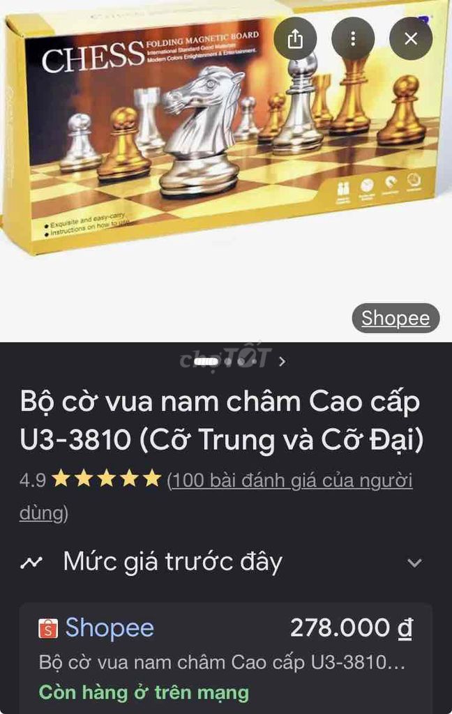 Cờ vua nam châm 30x30 Trắng Đen. Mua bán Sở thích khác tại Quận Thanh Xuân Hà Nội được đăng bởi Đặng Thị Trúc Quỳnh hình 1