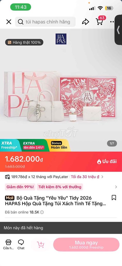 Túi xách HAPAS Nữ Trắng Mới. Mua bán Túi xách tại Quận Thanh Khê Đà Nẵng được đăng bởi Như Ýy hình 1