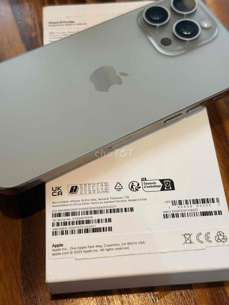 iPhone 15 ProMax 1TB Titan Nguyên zin Pin 8X. Mua bán Điện thoại tại Quận Sơn Trà Đà Nẵng được đăng bởi Anh Apple Chính Hãng hình 1
