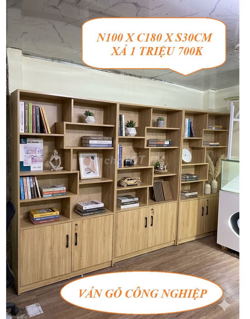 XẢ KỆ TỦ DECOR SÁCH 180x100x30cm. Mua bán Tủ, kệ gia đình tại Quận Tân Bình Tp Hồ Chí Minh được đăng bởi NỘI THẤT VĂN PHÒNG và TỦ KỆ TRƯNG BÀY hình 1