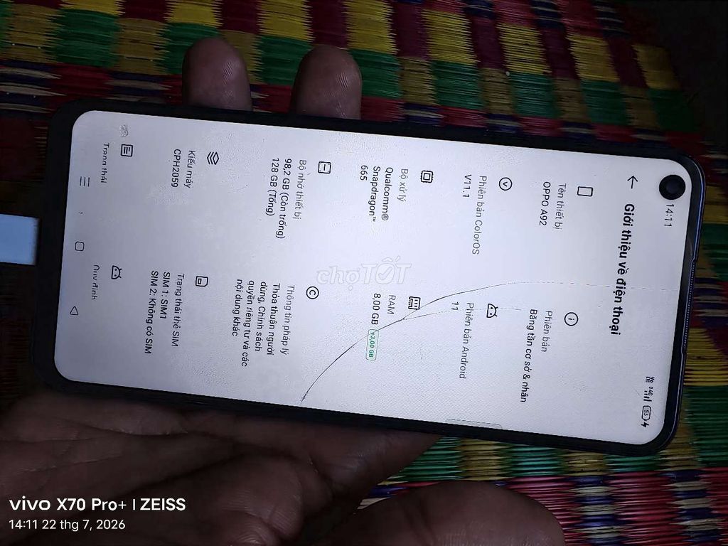 Oppo A92 128GB Xanh tím 2 SIM. Mua bán Điện thoại tại Thành phố Tây Ninh Tây Ninh được đăng bởi Hà My hình 1