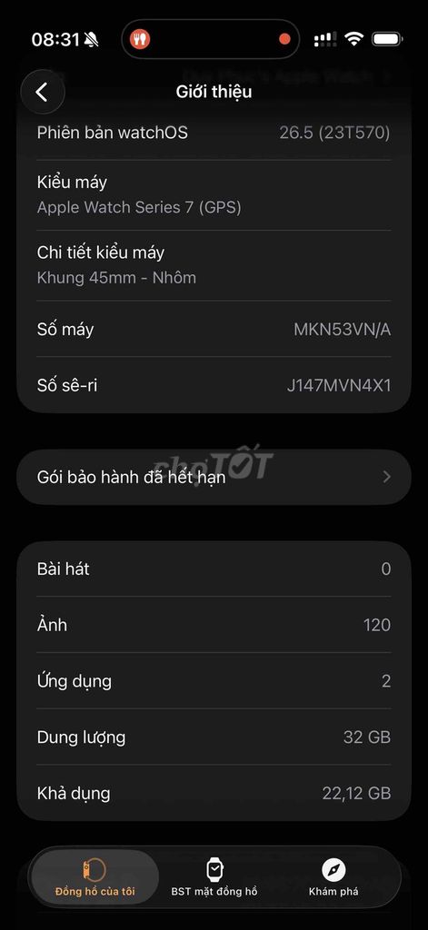 Apple Watch Series 7 45mm full box. Mua bán Thiết bị đeo thông minh tại Quận Bình Tân Tp Hồ Chí Minh được đăng bởi Le Duy Phuc hình 1