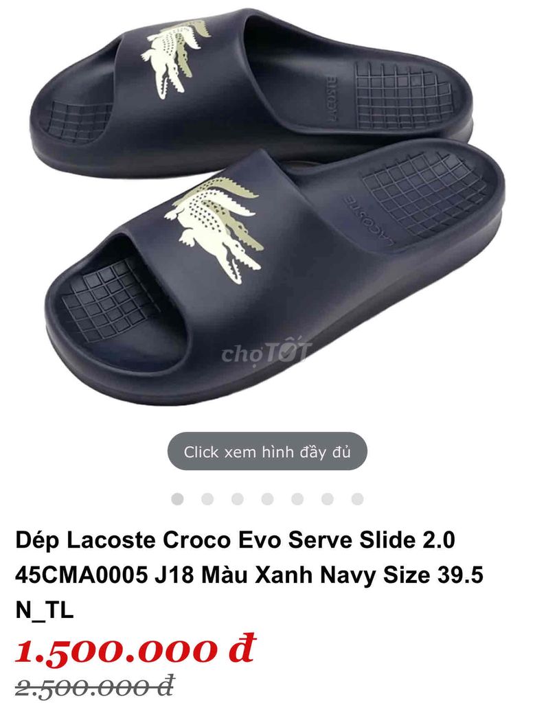 Dép lacoste chân 42 mới 98%