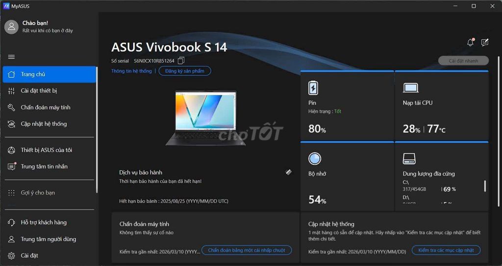 ASUS Vivobook S 14 AMD Ryzen AI.9 24GB/512GB. Mua bán Laptop tại Quận Tây Hồ Hà Nội được đăng bởi Dũng Tô hình 1