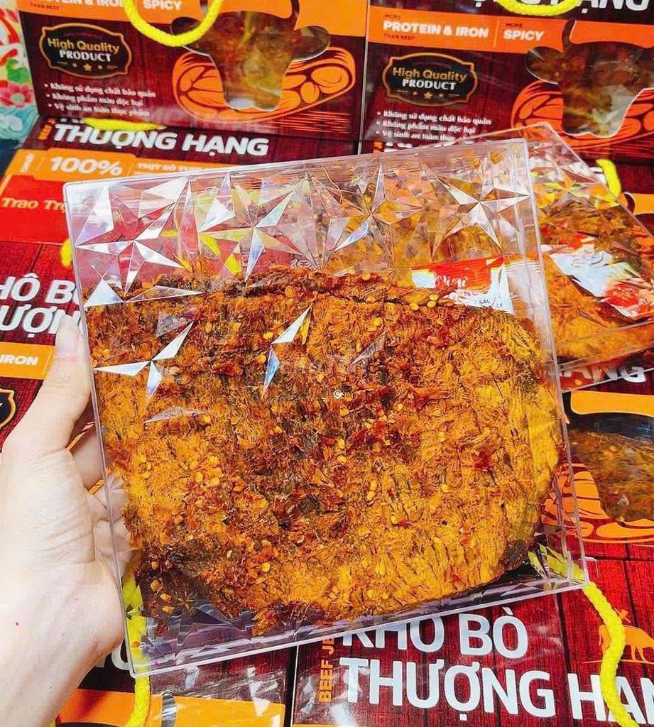 Khô bò đỏ. hộp sang biếu tết. 500gr