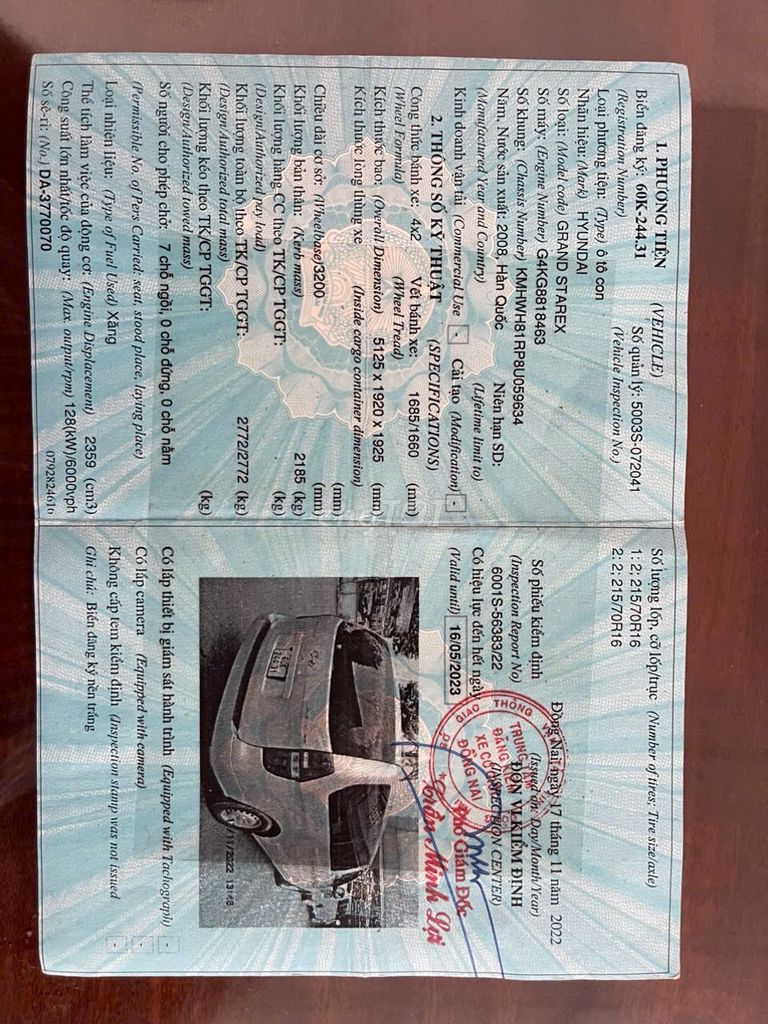 Hyundai Starex 2008 2.5D MT - 150 km. Mua bán Ô tô tại Thành phố Thuận An Bình Dương được đăng bởi Phước Môi Trường PPT hình 8