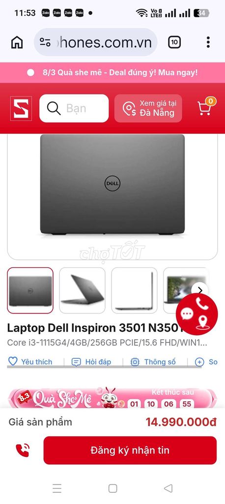 Dell MỚI TINH VĂN PHÒNG NEW 15TR BÁN CHỈ 5.5TR. Mua bán Laptop tại Quận Liên Chiểu Đà Nẵng được đăng bởi LAPTOP THẢO NGUYÊN hình 1