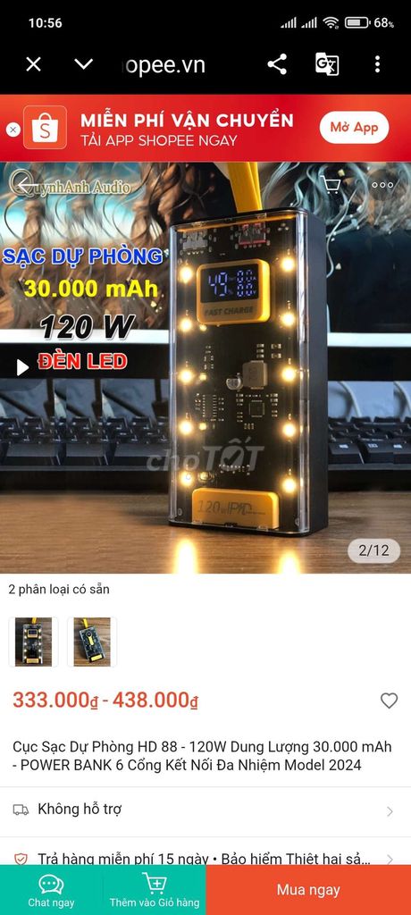 Sạc dự phòng HD 88 2024 Đen trong suốt. Mua bán Phụ kiện (Màn hình, Chuột...) tại Thành phố Bắc Ninh Bắc Ninh được đăng bởi Hai một năm hình 1