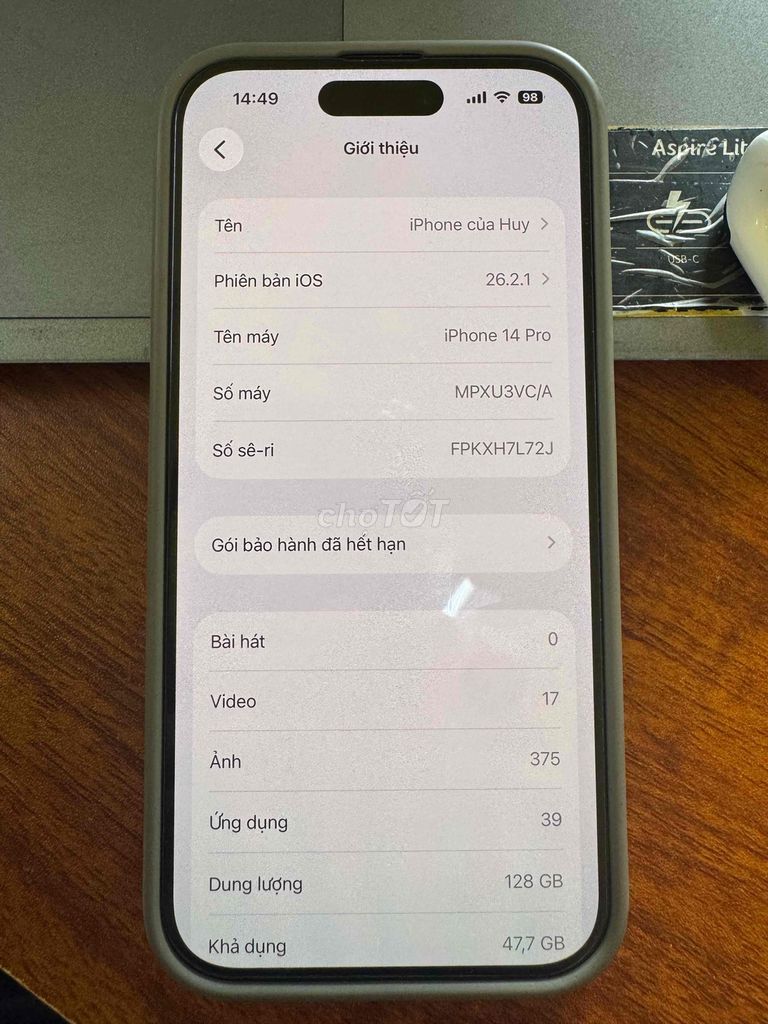 iPhone 14 Pro 128GB Đen ( sim vật lý ). Mua bán Điện thoại tại Quận Đống Đa Hà Nội được đăng bởi Bui Huy hình 1