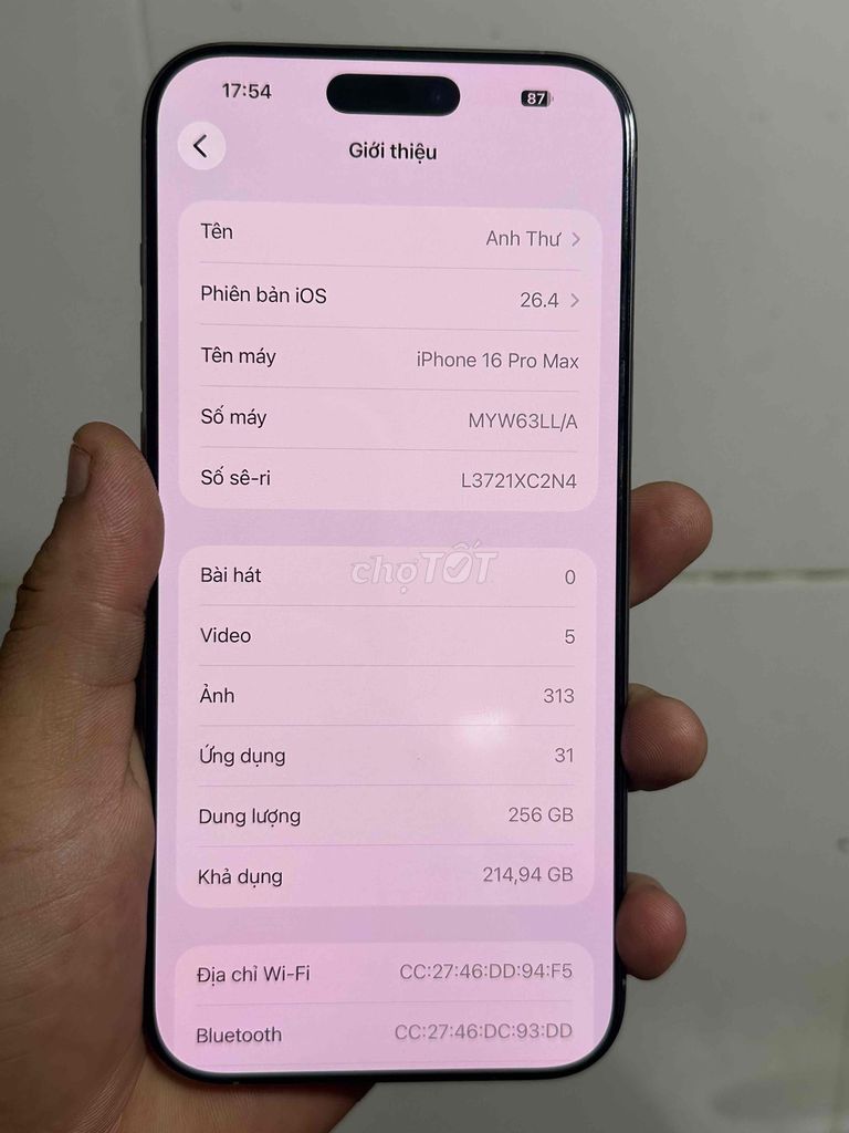 iPhone 16 Pro Max 256GB Xám. Mua bán Điện thoại tại Quận Hà Đông Hà Nội được đăng bởi nguyễn văn vượng hình 1