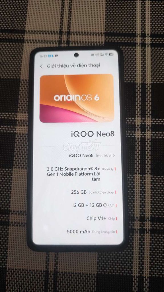 iQOO Neo8 12GB/256GB Xanh Snapdragon 8+ Gen 1. Mua bán Điện thoại tại Quận Bình Thạnh Tp Hồ Chí Minh được đăng bởi Mr Hung hình 1