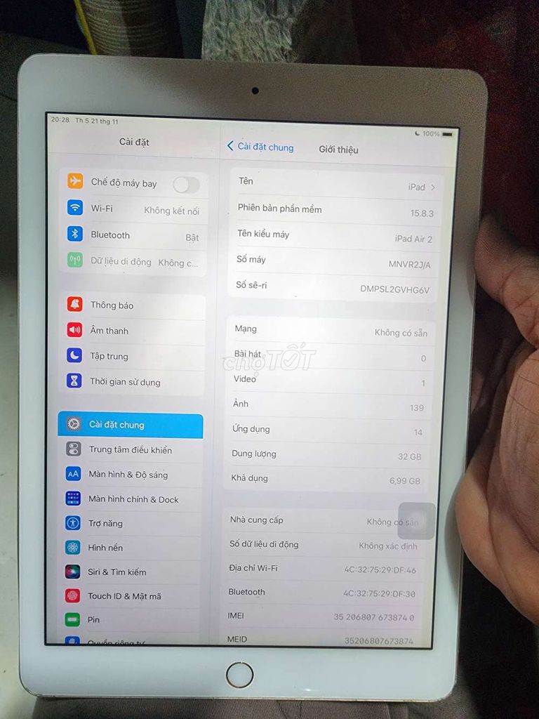 Apple iPad Air 2 32GB Vàng Đã sử dụng. Mua bán Máy tính bảng tại Quận Bình Thạnh Tp Hồ Chí Minh được đăng bởi tùng  hình 1