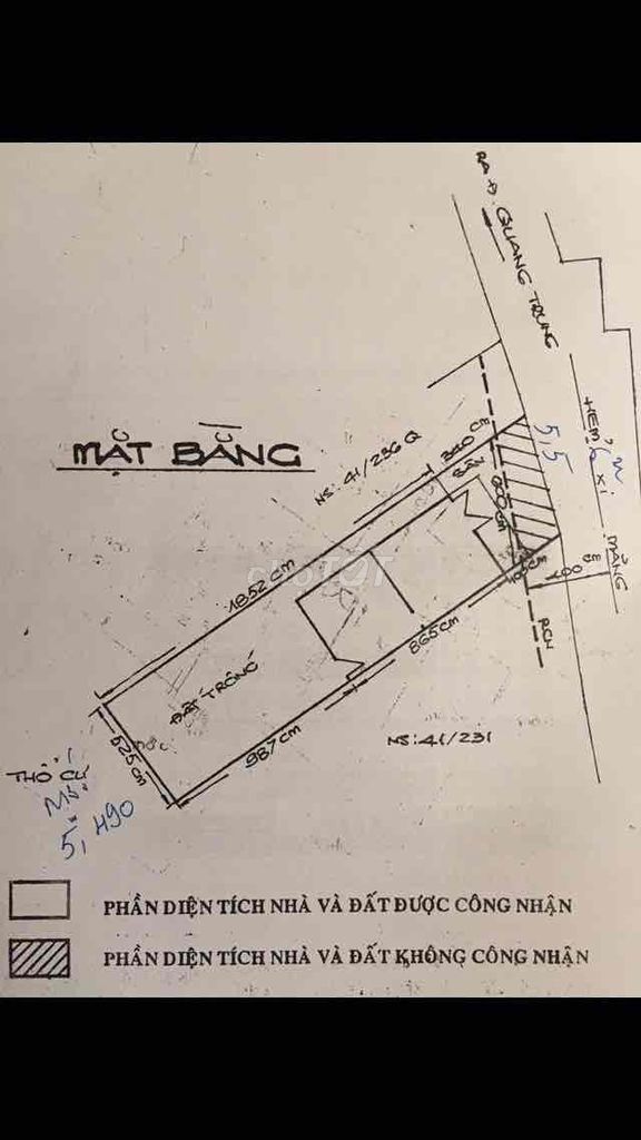 Nhà cấp 4 dt rộng(5.3x22m) hxh 1trục tiện xây CHDV Quang Trung P10