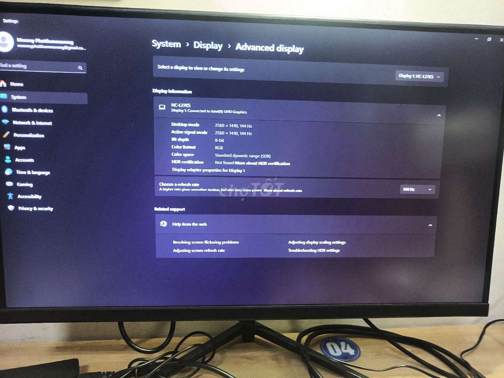 Màn hình HC-L27KS IPS 180Hz 2k. Mua bán Phụ kiện (Màn hình, Chuột...) tại Quận Ngũ Hành Sơn Đà Nẵng được đăng bởi Meenoy Patthammavong hình 1