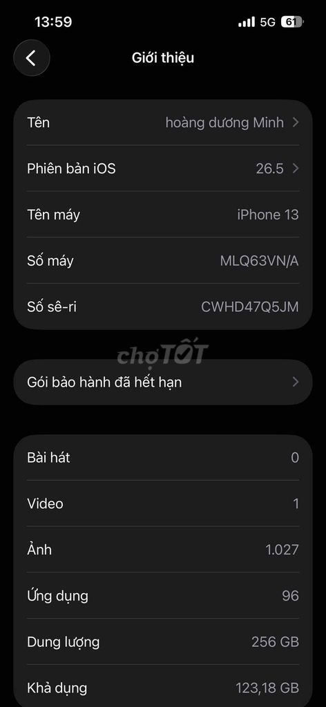 Ban gap len doi iPhone 13 256 Đen. Mua bán Điện thoại tại Thành phố Biên Hòa Đồng Nai được đăng bởi Minh Hoàng Dương hình 1