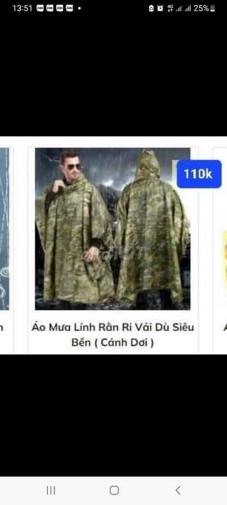 Áo mưa lính rằn ri vải dù siêu bền. 1m4. Mua bán Quần áo tại Quận 11 Tp Hồ Chí Minh được đăng bởi Cửa  hàng  Lộc  Phạm  hình 1
