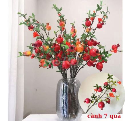 Cành Quả Lựu Giả Trang Trí 90cm ( 7 quả )