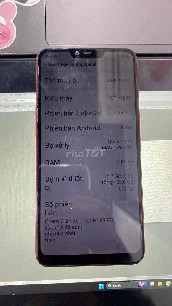 OPPO A3s 32GB Đỏ Trầy nhẹ. Mua bán Điện thoại tại Thành phố Thủ Đức Tp Hồ Chí Minh được đăng bởi Hoàn Lê hình 1