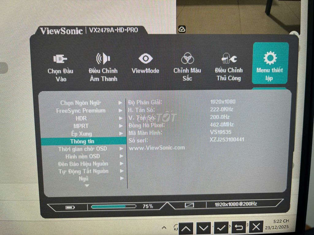 Màn hình ViewSonic VX2479A-HD-PRO 24 inch. Mua bán Phụ kiện (Màn hình, Chuột...) tại Thành phố Kon Tum Kon Tum được đăng bởi Võ Trung Tỷ hình 1