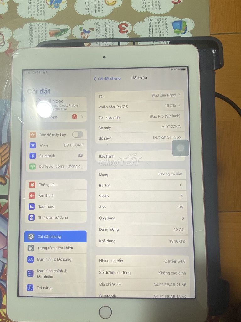 Apple iPad Air 9.7 inch 32GB Màn hình nứt. Mua bán Máy tính bảng tại Quận 12 Tp Hồ Chí Minh được đăng bởi Nguyễn Văn tính hình 1