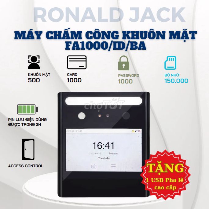 Máy chấm công khuôn mặt Ronald Jack FA1000/ID/BA