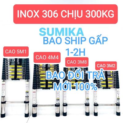Thang rút chiếc inox 306 Sumika cao 3m 3m8 4m5 5m1