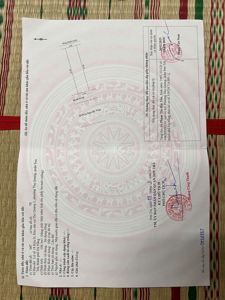 bán lô đất đường 10m5
 dt...106m2 ..khu vực  thọ quang  sơn trà ..
giá. Mua bán Đất tại Quận Sơn Trà Đà Nẵng được đăng bởi Huỳnh Văn Mỹ hình 2