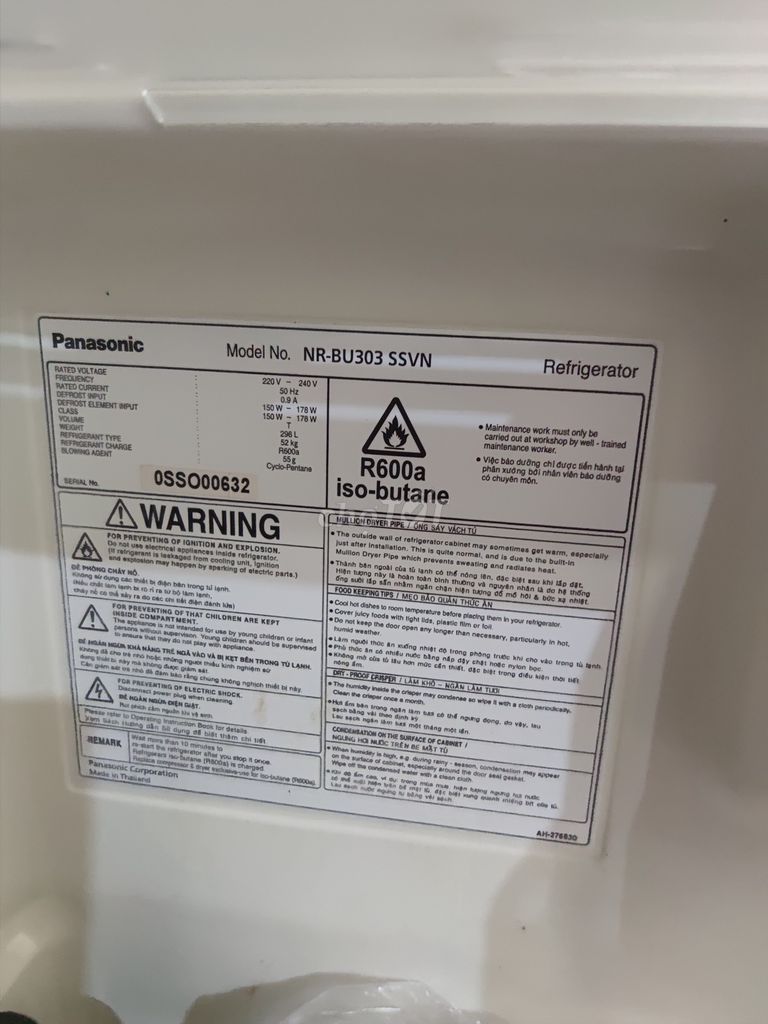 Tủ lạnh Panasonic NR-BU303 SSVN. Mua bán Tủ lạnh tại Quận Lê Chân Hải Phòng được đăng bởi Vũ Đức hình 1