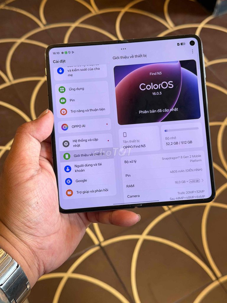OPPO Find N3 Fold 16/512GB Đen Da Bản QT. Mua bán Điện thoại tại Quận Hoàng Mai Hà Nội được đăng bởi Bui Gia Trong hình 1