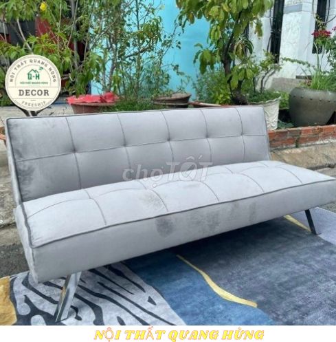 SOFA GIƯỜNG MÀU XÁM NHUNG ++ SOFA GIƯỜNG HCM