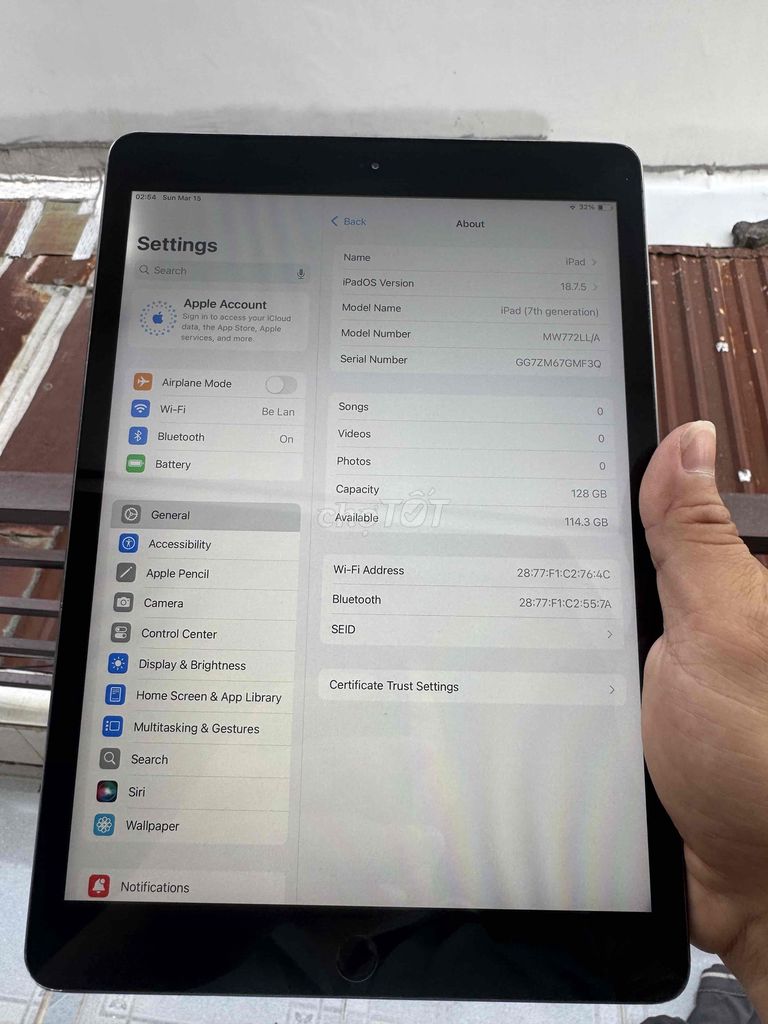 Apple iPad Gen 7 128GB Xám Đã dùng. Mua bán Máy tính bảng tại Quận 7 Tp Hồ Chí Minh được đăng bởi Huy hình 1