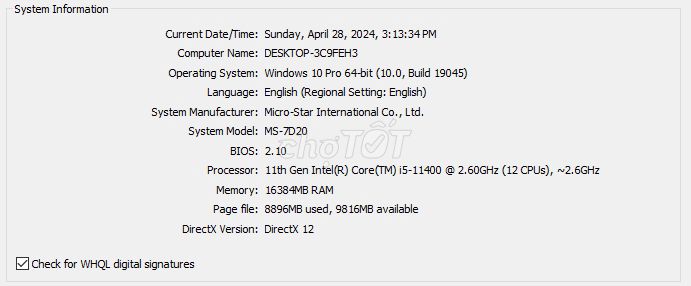 Bán case i5 11400/16Gb/3060 12Gb/SSD 256Gb+HDD 1Tb
